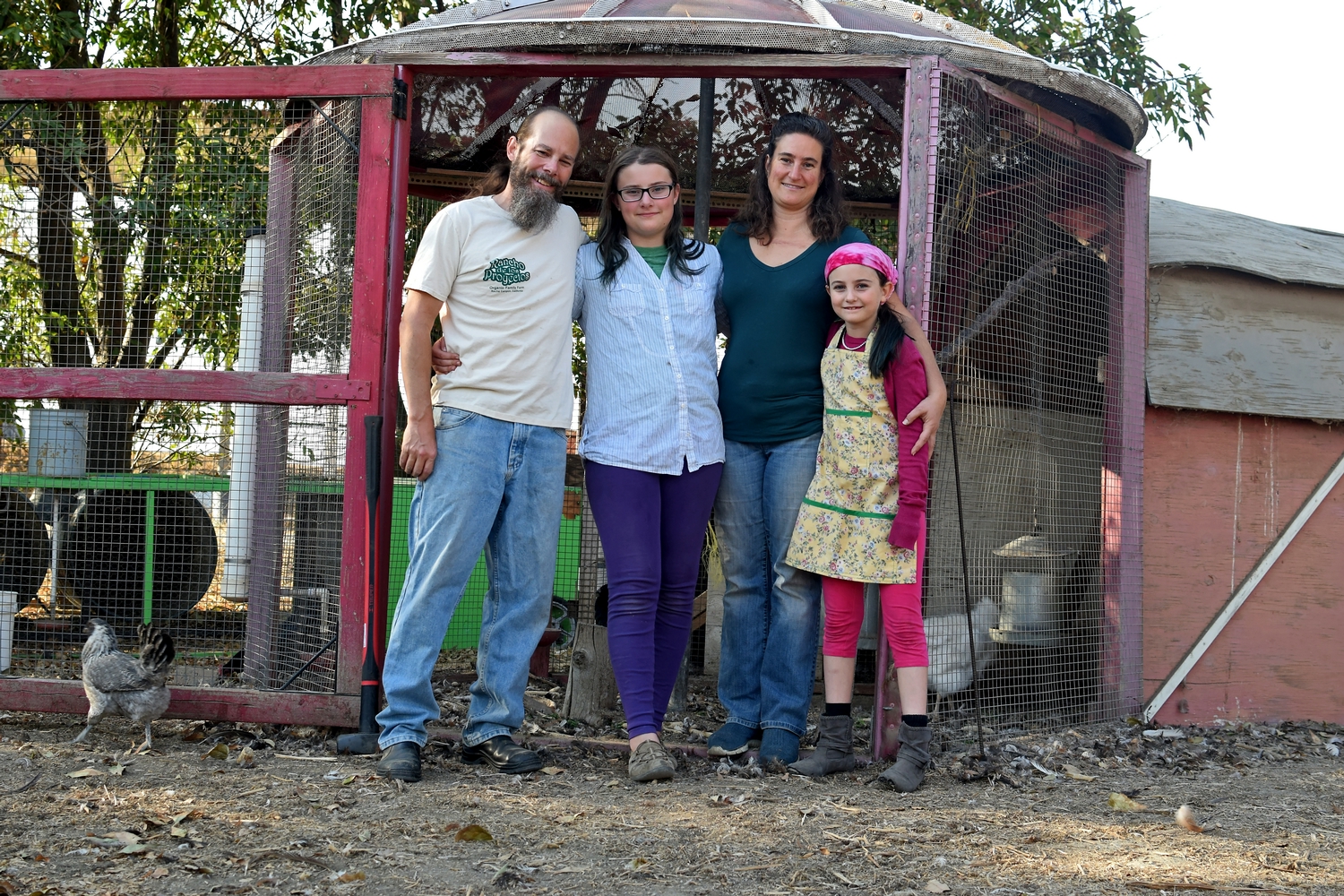 Our family at the chicken coop